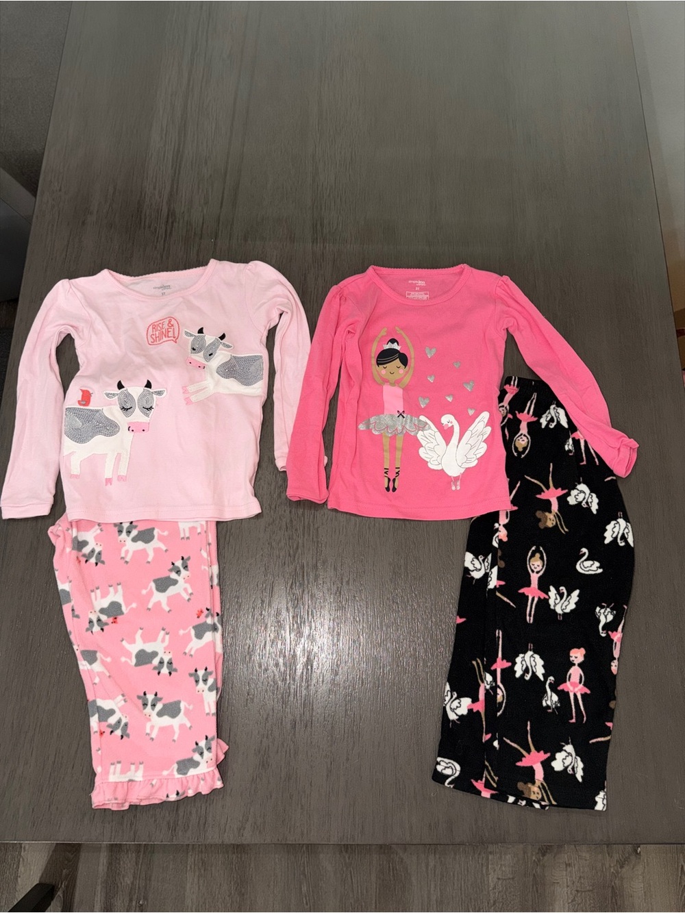Carters Simple Joys Pink Cow & Ballerina Pajama Sets